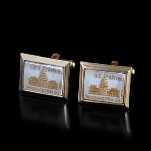 Vtg Bubble Glass US CAPITOL Washington Cufflinks